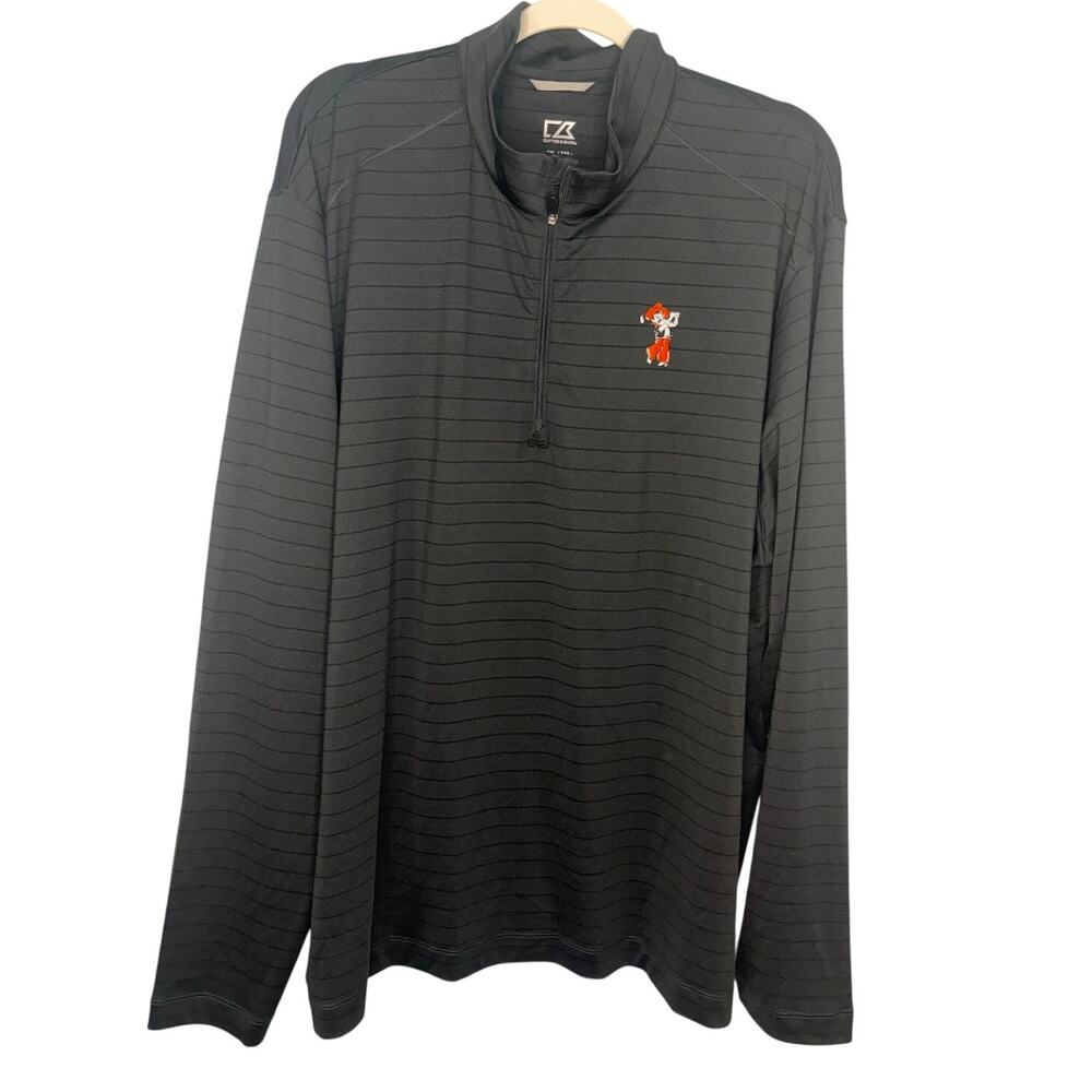 Cutter & Buck Oklahoma State OSU Cowboys Quarter Zip XXL Pistol Pete Golf Black